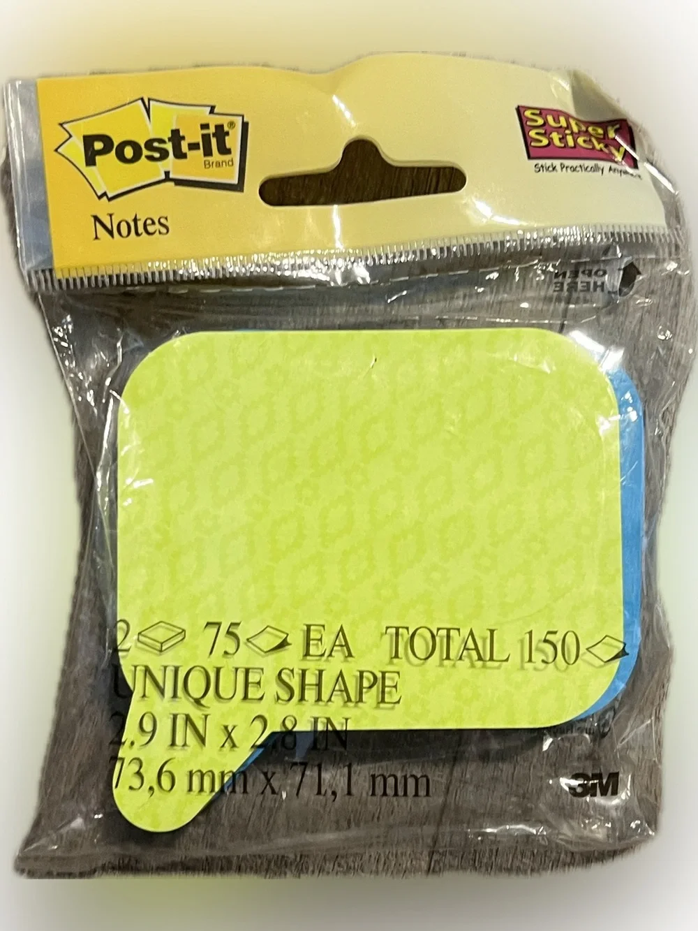 Post-It Super Sticky Notes Speech Bubble (2) Green Blue Apple (1) Red 3 Pads